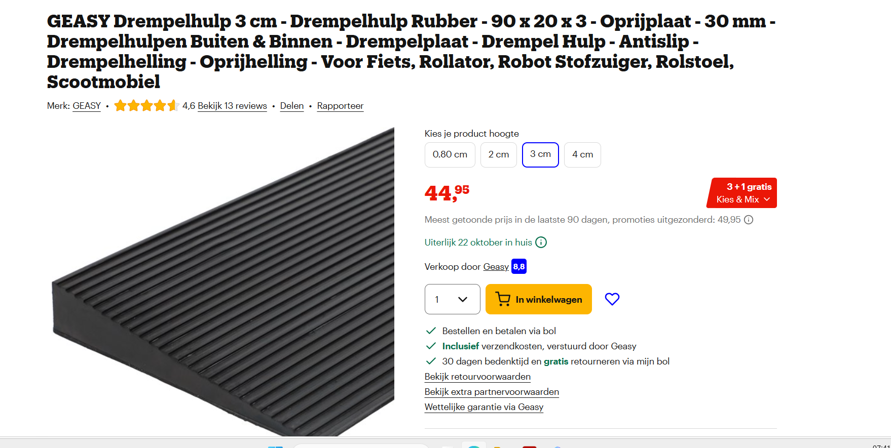 Drempelverhoging 3 cm