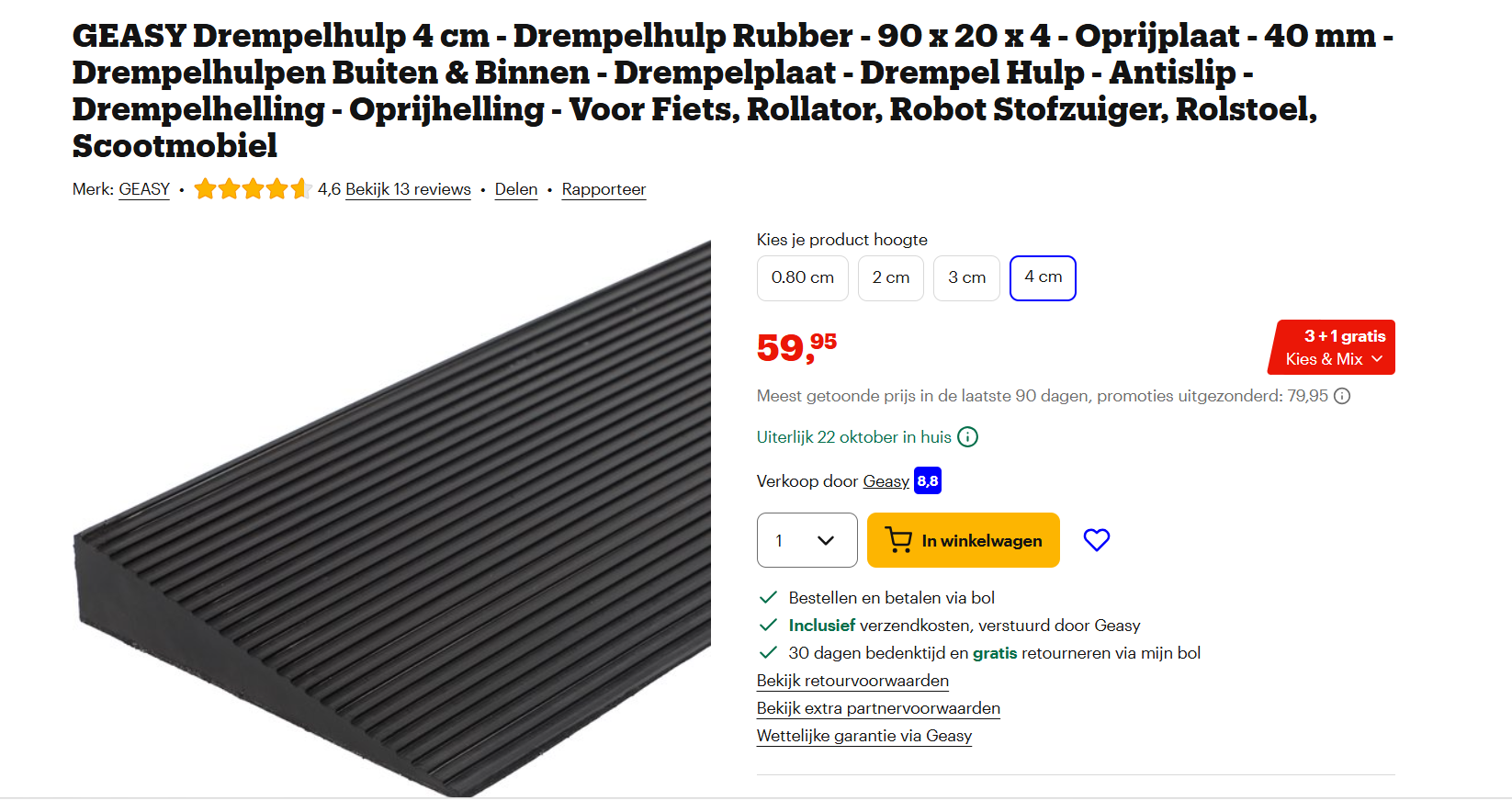 Drempelverhoging 4 cm